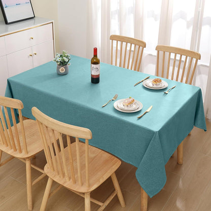 Leinenoptik Tischdecke Abwaschbar Lotuseffekt Blaugrün 140x100 cm