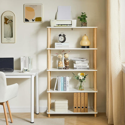 Offenes 5-Tier Holz Bücherregal für Wohnzimmer und Schlafzimmer