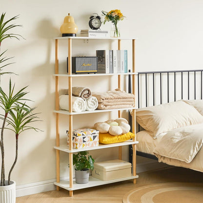 5-Tier Holz Bücherregal Aufbewahrung Organizer freistehend Schlafzimmer