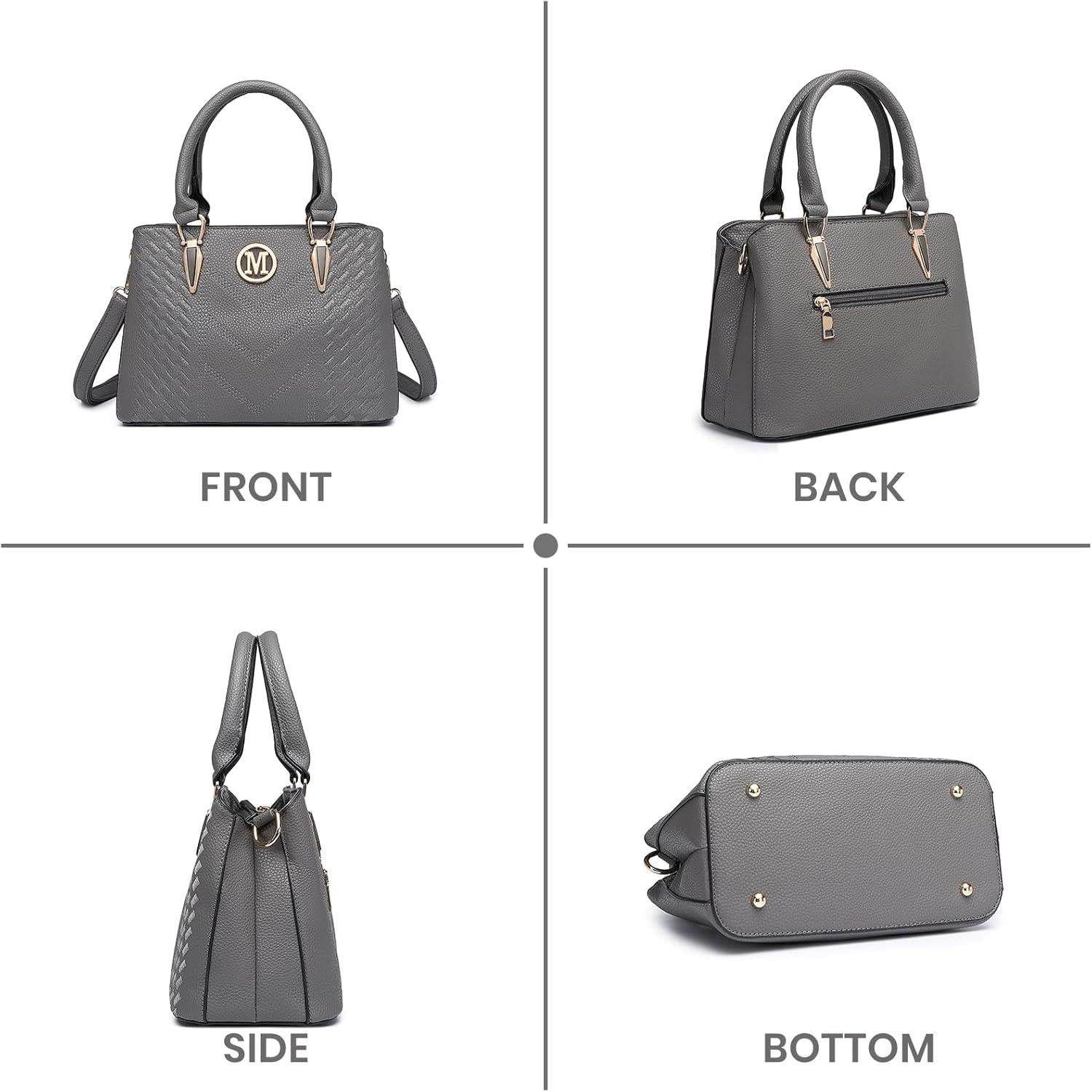 Miss Lulu Damen Handtasche Mittelgroß Schwarz Lychee Muster