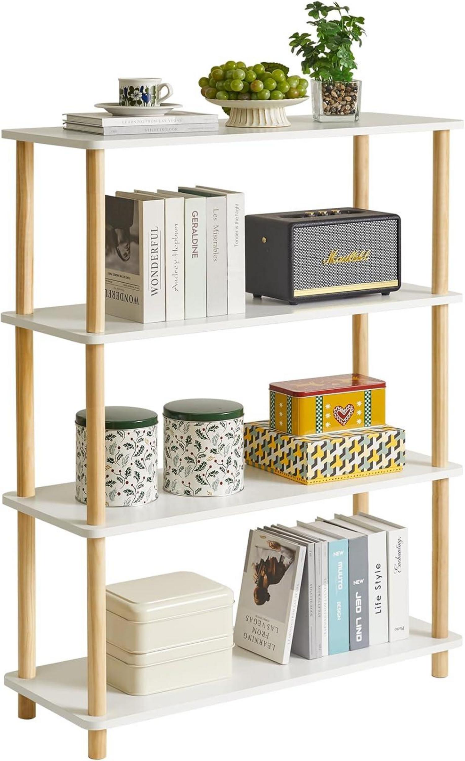 4-Tier Holz Bücherregal freistehende Aufbewahrung Organizer WBC004W