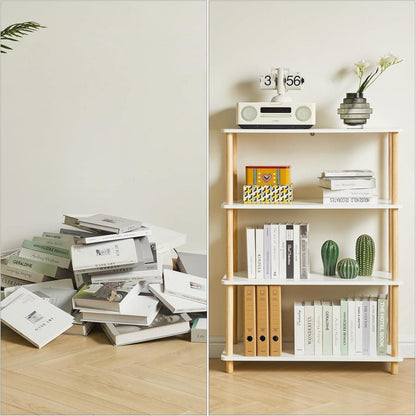 IBUYKE 4-Tier Holz Bücherregal Organizer Stand Wohnzimmer Schlafzimmer Buc_HELCOMAUHOLZIIY