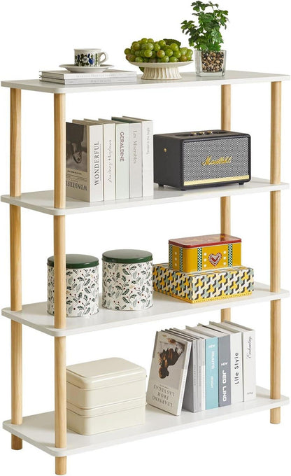 IBUYKE 4-Tier Holz Bücherregal Aufbewahrung Schlafzimmer Wohnzimmer standhaft