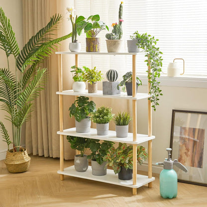 IBUYKE 4-Tier Holz Bücherregal Organizer Stand Wohnzimmer Schlafzimmer Buc_HELCOMAUHOLZIIY