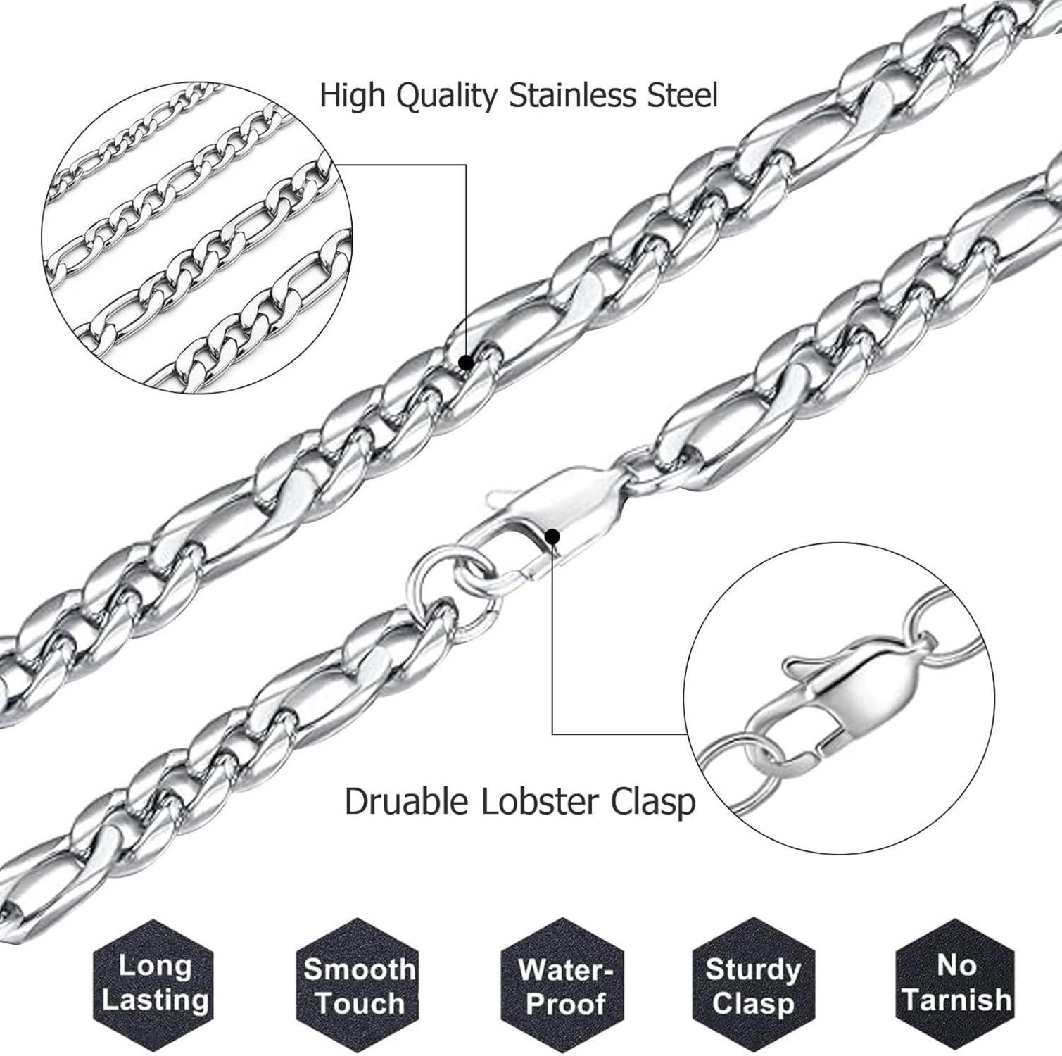 LOCCY Figarokette Edelstahl Silberkette Halskette 6mm 66cm Herren Damen