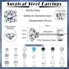 21Pairs Chirurgenstahl Damen Ohrstecker Set Zirkonia Opal