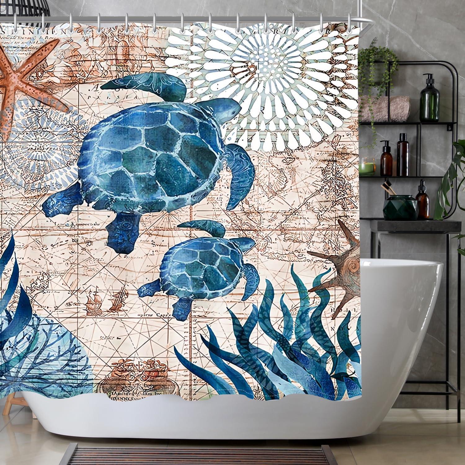 Duschvorhang Meeresschildkröte Antischimmel 180x180cm Polyester