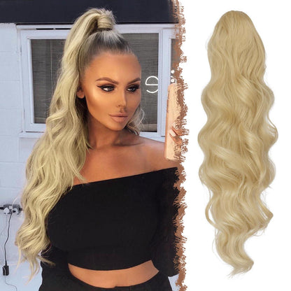 Welliges Blond Pferdeschwanz Haarteil – 60cm Synthetik Verlängerung