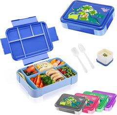 Bento Lunchbox Auslaufsicher 5 Fächer Kinder Besteckset Dinosaurs