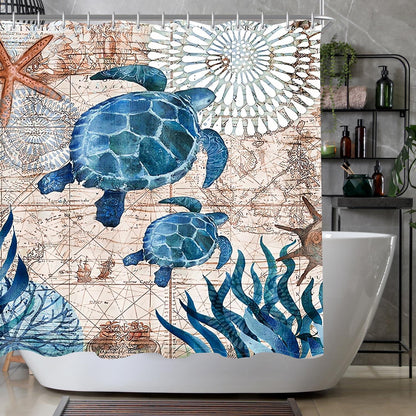 Duschvorhang Meeresschildkröte Antischimmel 100x180cm Polyester Blau