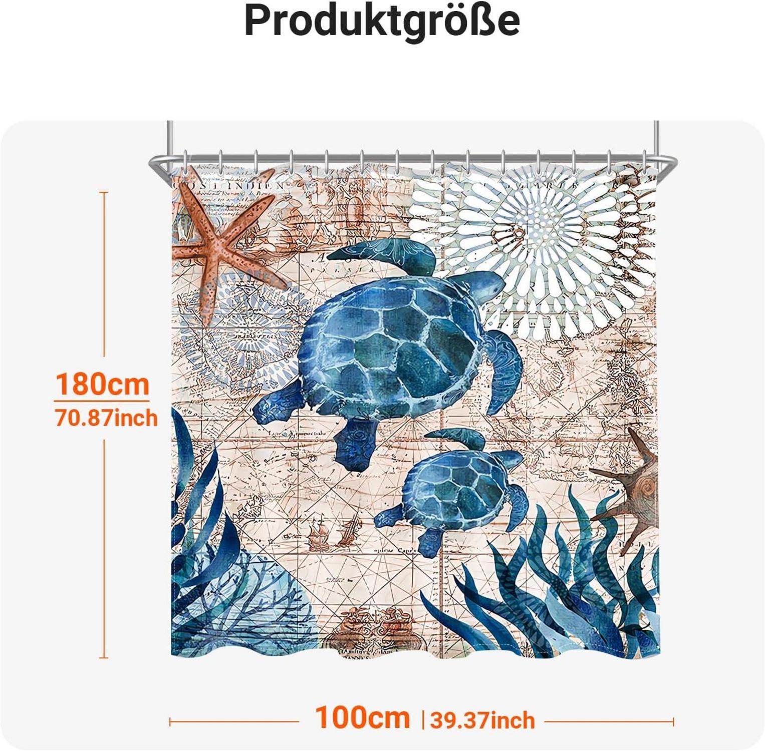Duschvorhang Meeresschildkröte 100x180cm Antischimmel Beschwert