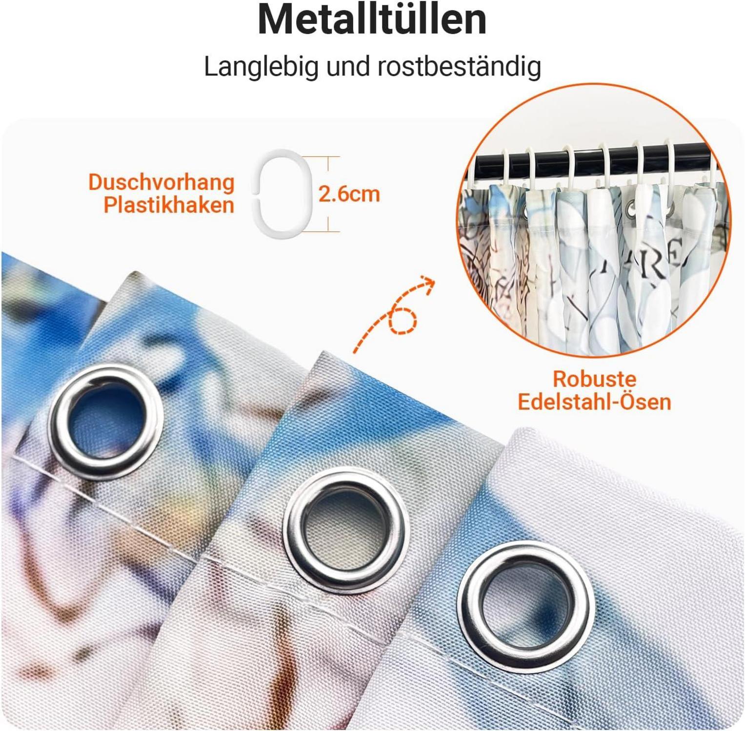 Duschvorhang Meeresschildkröte 180x200cm Antischimmel Polyester Stoff Ösen 12 Ringe
