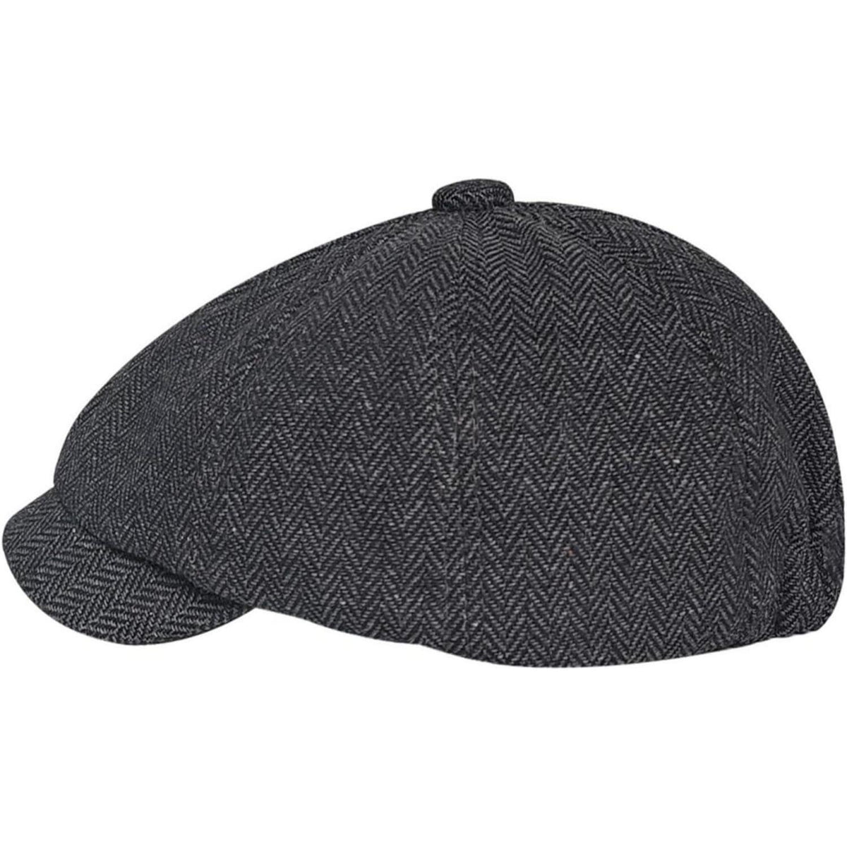 Herren Schiebermütze Winter - Grau, Herringbone Newsboy Cap