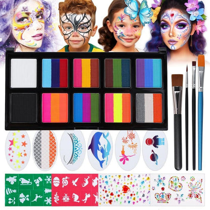 Kinderschminke Set Regenbogen Split Cake Palette für Fasching & Halloween