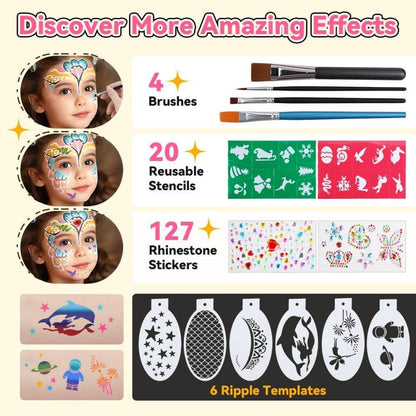 Kinderschminke Set Regenbogen Split Cake Palette für Fasching & Halloween