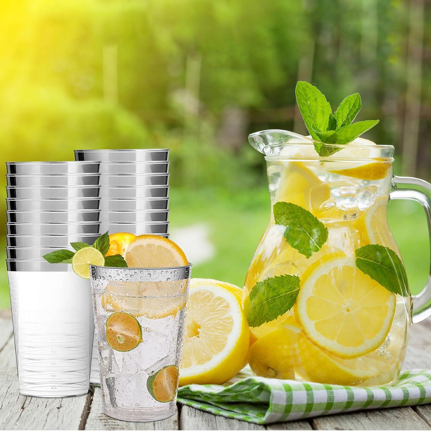 60er Set Silber Schnitt Partybecher 10oz/300ml Plastikbecher