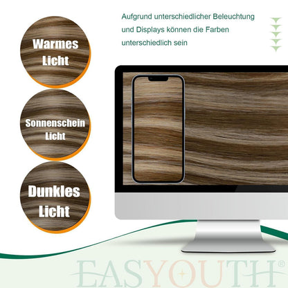 Echthaar Zopf Extension Braun Highlight 45cm