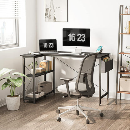CubiCubi Gaming Computertisch mit Regalen, 120cm, Schwarz