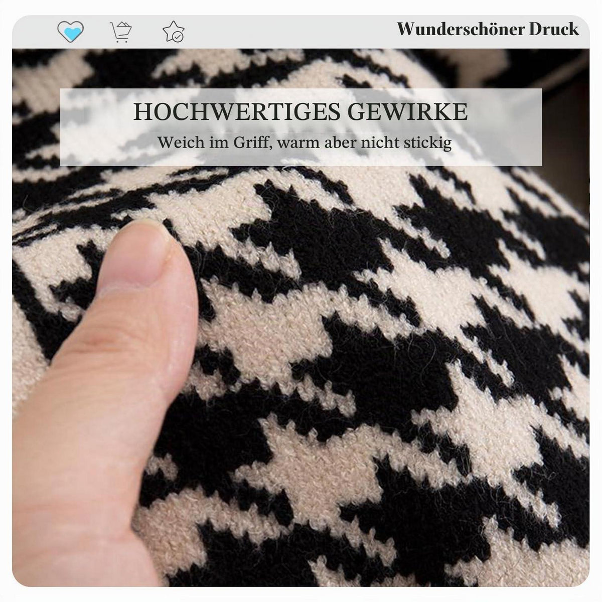 Gestrickter Schal Damen mit Hahnentritt & Leo Muster