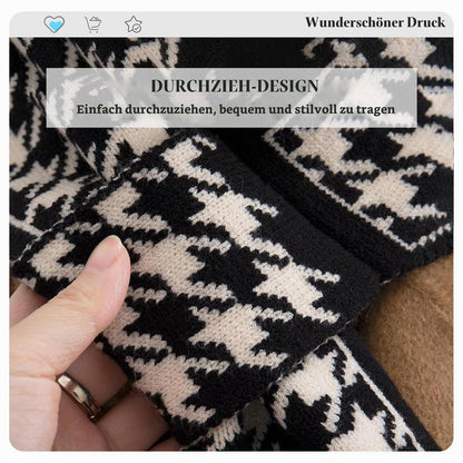 Gestrickter Schal Damen mit Hahnentritt & Leo Muster
