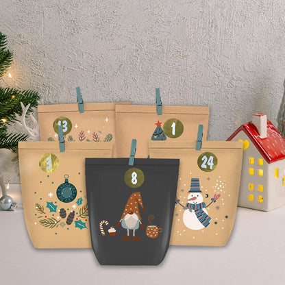 Adventskalender zum Befüllen 24 Weihnachtstüten Aufkleber