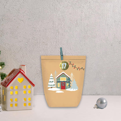 Adventskalender zum Befüllen 24 Weihnachtstüten Zahlen Aufkleber