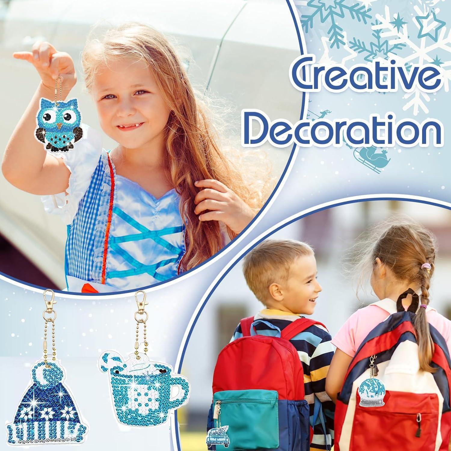 QUANMAITONG 12 Stück Diamond Painting Weihnachten Schlüsselanhänger Eule Kit