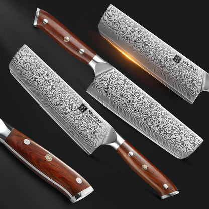 XINZUO 18.5cm Damaststahl Nakirimesser Profi Küchenmesser 67
