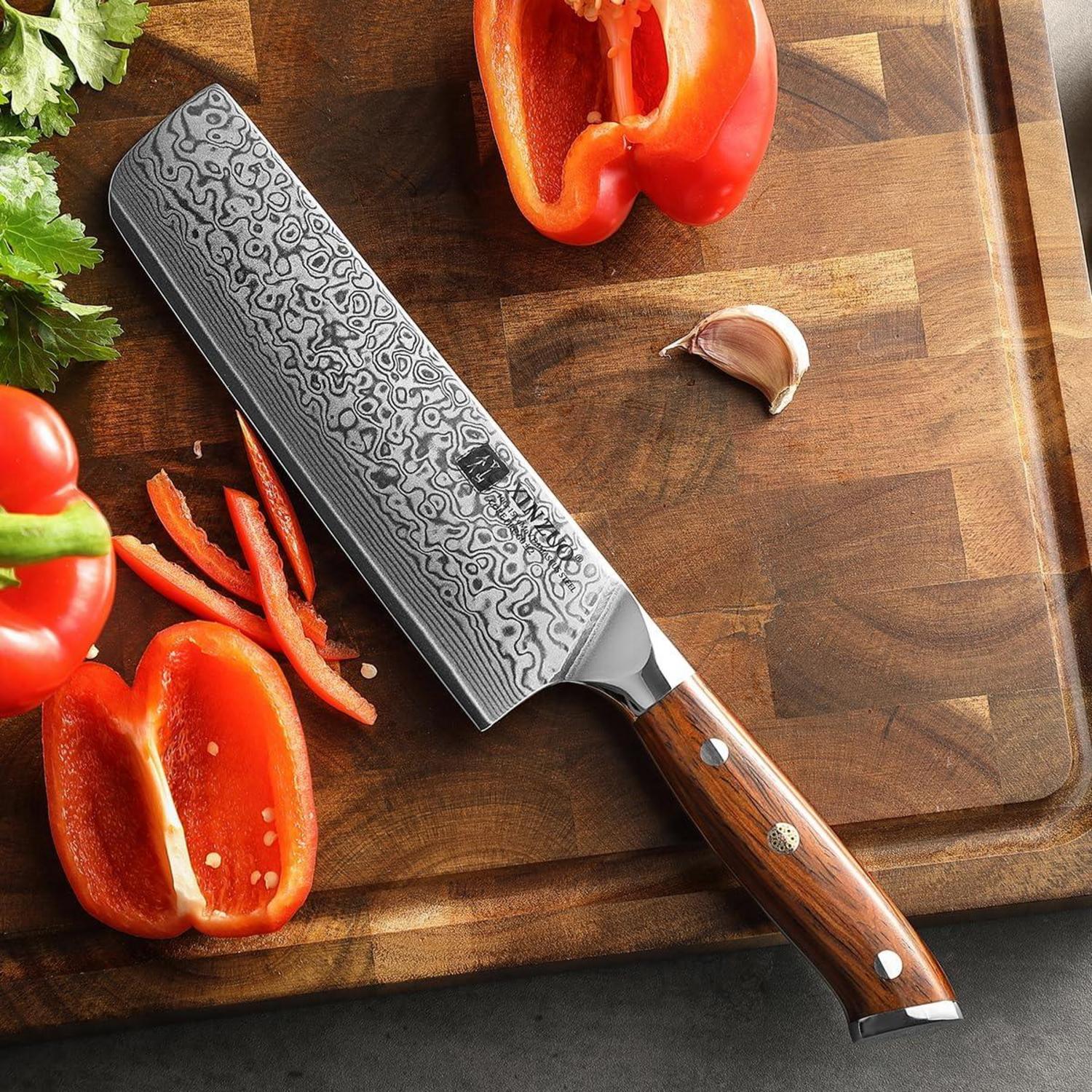 Damast Nakirimesser 18.5 cm Profi Küchenmesser 67 Schichten Holzgriff