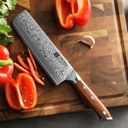 Damast Nakirimesser 18.5 cm Profi Küchenmesser 67 Schichten Holzgriff