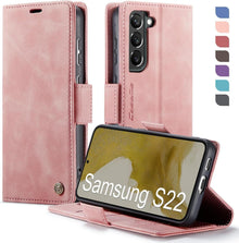 Samsung Galaxy S22 5G Hülle PU Leder RFID Schutz Rosa Flip Cover