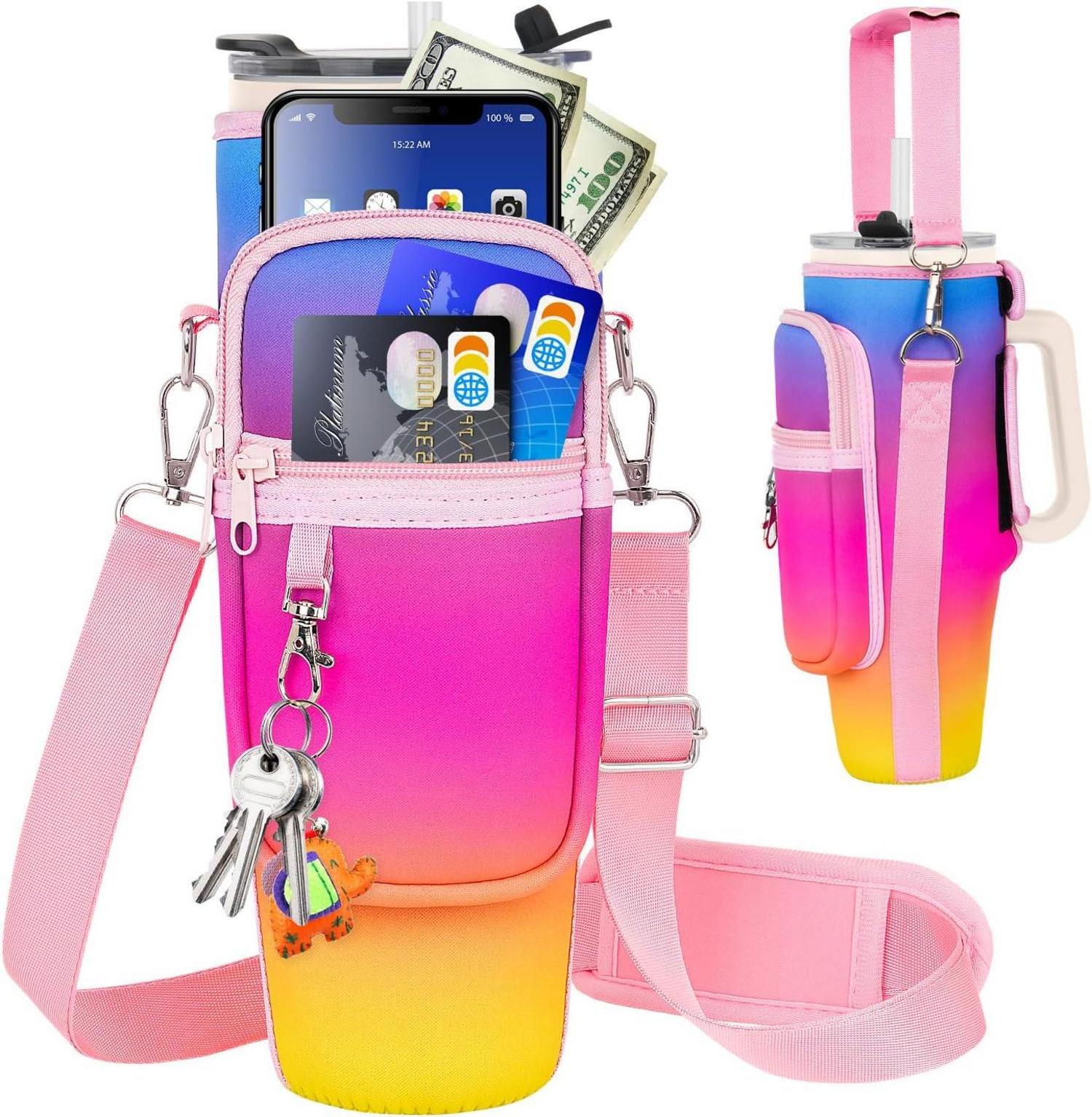 Tragetasche für Wasserflaschen mit Handyfach und verstellbarem Riemen