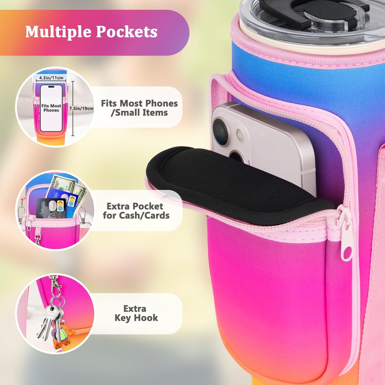 LEFOR·Z Wasserflaschen-Tragetasche mit Handyfach und verstellbarem Riemen