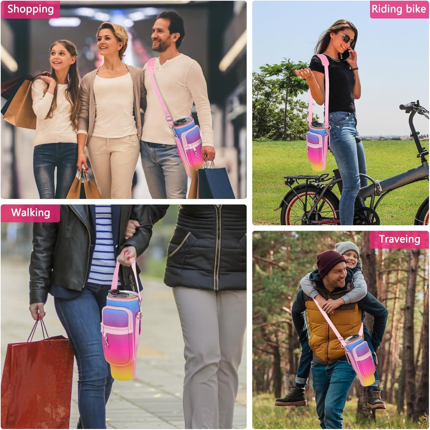 LEFOR·Z Wasserflaschen-Tragetasche mit Handyfach und verstellbarem Riemen