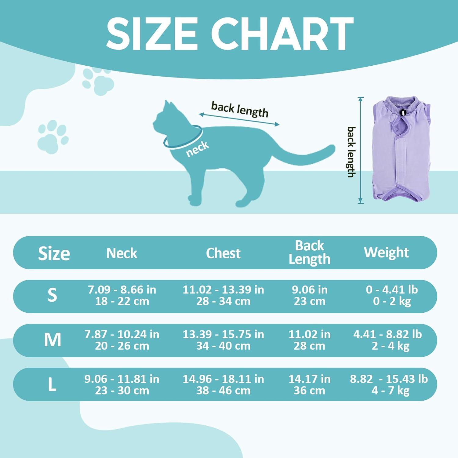 Katzenbody Modal Recovery Suit für Katze Nach OP Hautkrankheiten-L-Lavender