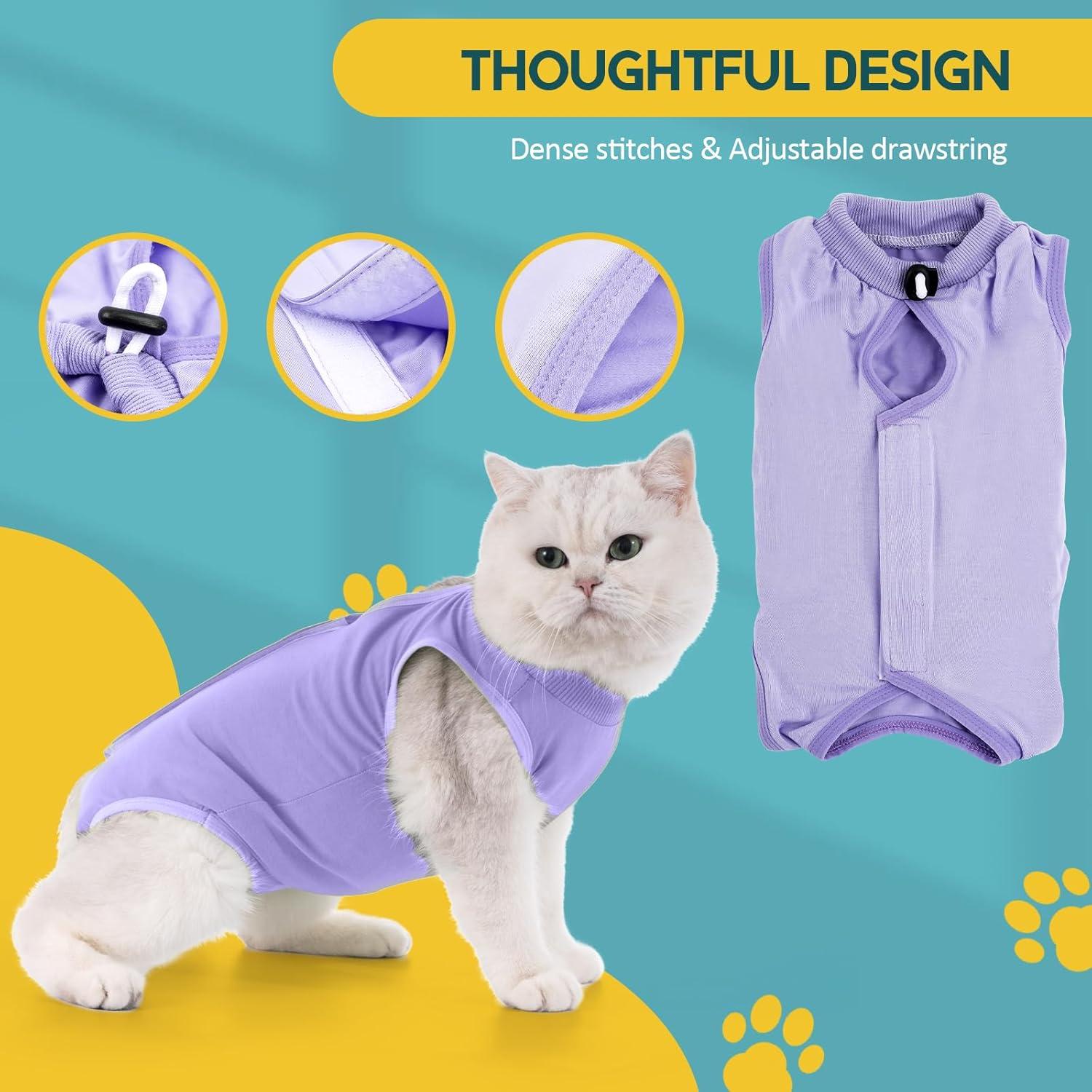 Katzenbody Modal Recovery Suit für Katze Nach OP Hautkrankheiten-L-Lavender