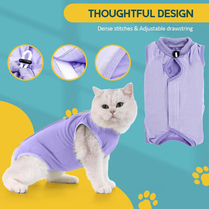 Katzenbody Modal Recovery Suit für Katze Nach OP Hautkrankheiten-L-Lavender