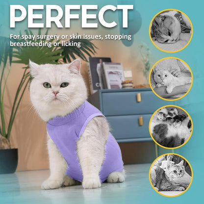 Avont Katzenbody Modal Recovery Suit für Katze OP Kastration Spay M-Lavender
