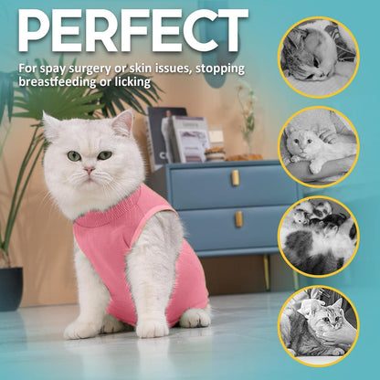 Katzenbody Erholungsanzug Modal Recovery Kastration Leckschutz M-Rose