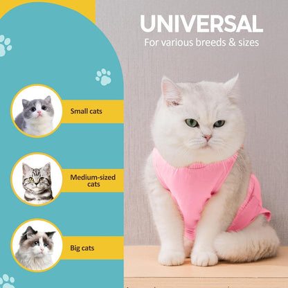 Katzenbody nach OP Recovery Kastration Leckschutz Suit M-Rose Rosa