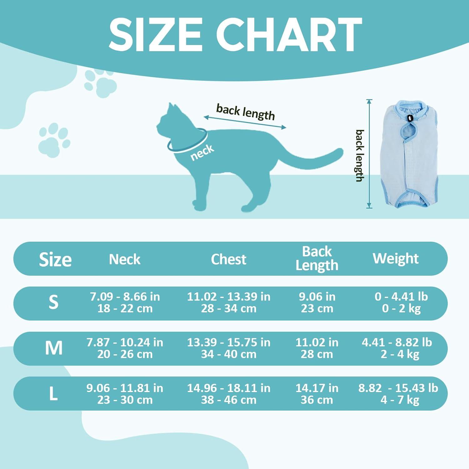 Katzenbody OP Erholungsanzug Kastration Spay Leckschutz Suit - Modal - Blau L