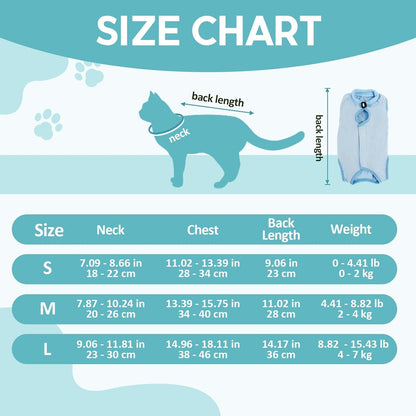 Katzenbody OP Erholungsanzug Kastration Spay Leckschutz Suit - Modal - Blau L