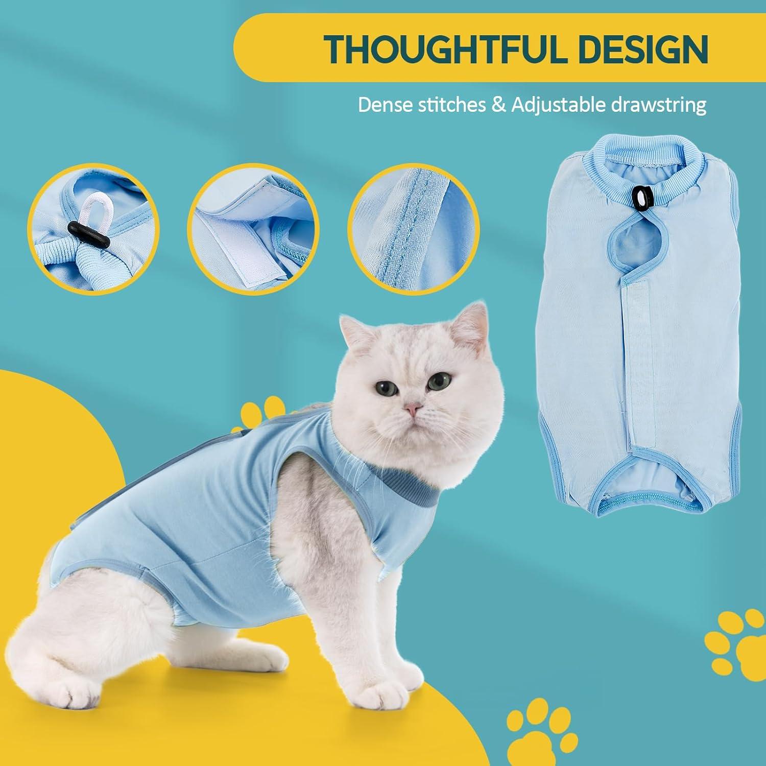 Katzenbody OP Erholungsanzug Kastration Spay Leckschutz Suit - Modal - Blau L