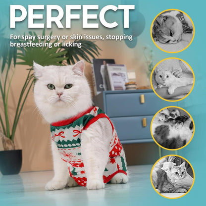 Katzenanzug Erholung nach OP Kastration Entwöhnung M Größe Weihnachtstag