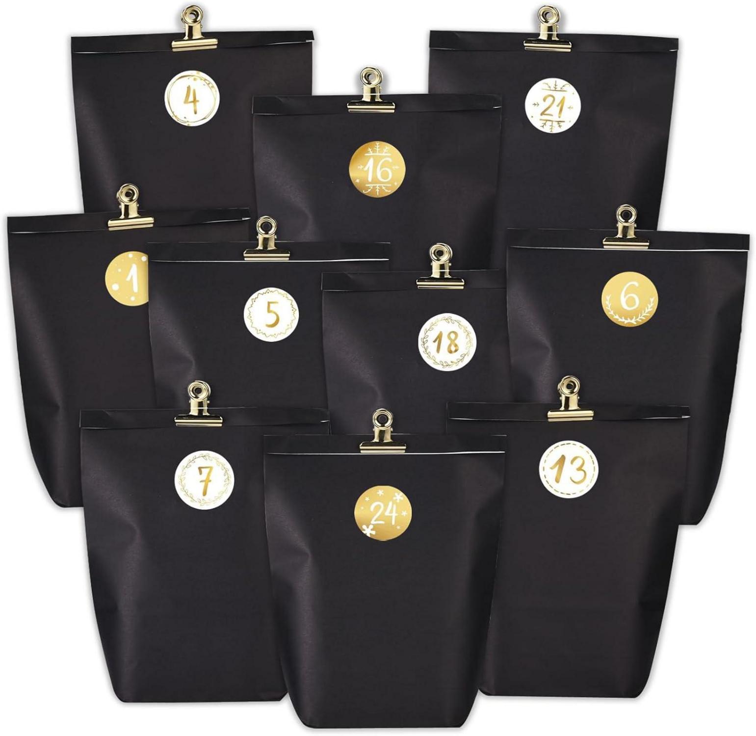 Adventskalender Papiertüten zum Befüllen Schwarz-Weiß mit