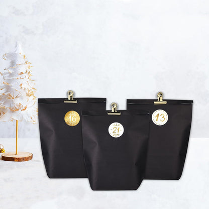 Adventskalender zum Selbstbefüllen Papier Weihnachtstüten Schwarz Golden