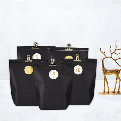 Adventskalender Set 24 Weihnachtskalender Tüten Schwarz Goldendeko