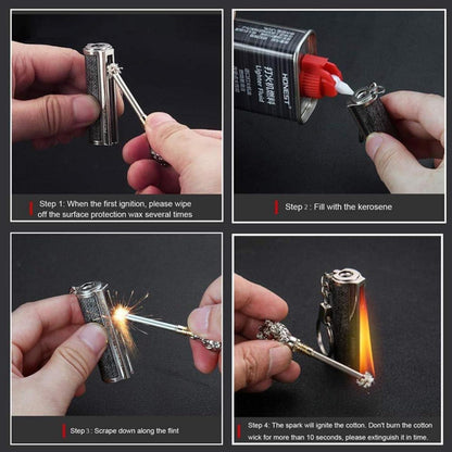 Messing Feuerzeug Schlüsselanhänger Kerosin wasserdicht Outdoor EDC