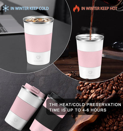 CS COSDDI Isolierbecher Edelstahl Travel Mug 380ml Vakuum auslaufsicher