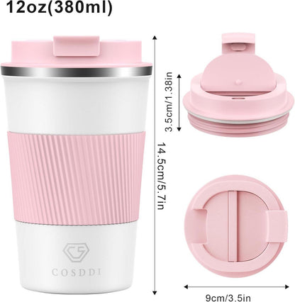 Thermobecher Isolierbecher Travel Mug Edelstahl 380ml Vakuum
